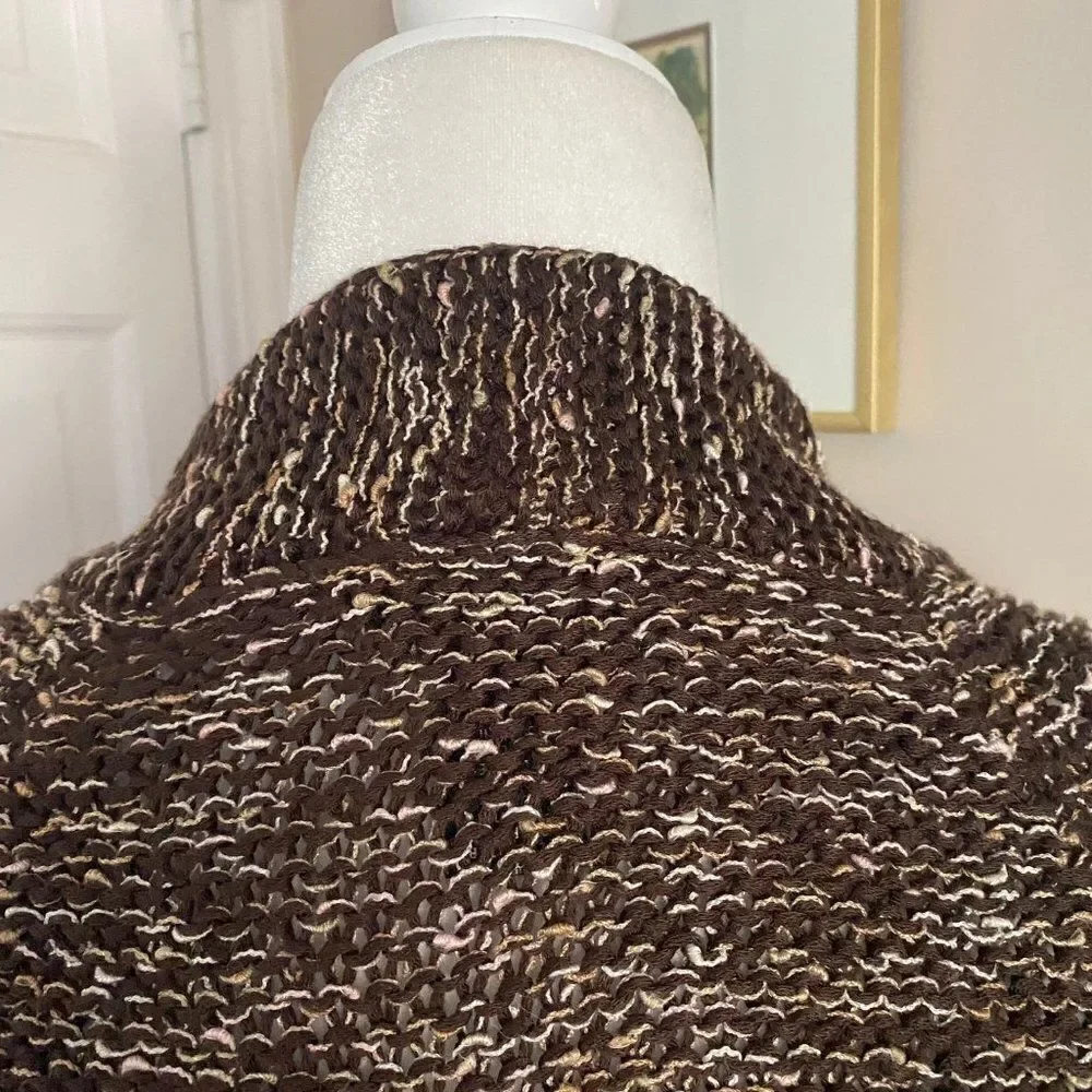 BCBG MaxArzria Brown Open Front Cardigan Sweater SZ XL